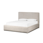 Featuring Quincy Plushtone Linen Bed by Four Hands at Amethyst Home. Modern, clean shaping meets inflated comfort with this padded, upholstered bed frame in a textural boucle-like pattern.KingOverall Dimensions: 89.25"w x 92.25"d x 48.00"hWeight: 234.79 lbsQueenOverall Dimensions: 73.00"w x 92.25"d x 48.00"hWeight: 188.38 lbsMaterials : 100% Polyester, Solid Parawood. Amethyst Home provides interior design, new construction, custom furniture, and area rugs in the Nashville metro area