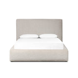 Featuring Quincy Plushtone Linen Bed by Four Hands at Amethyst Home. Modern, clean shaping meets inflated comfort with this padded, upholstered bed frame in a textural boucle-like pattern.KingOverall Dimensions: 89.25"w x 92.25"d x 48.00"hWeight: 234.79 lbsQueenOverall Dimensions: 73.00"w x 92.25"d x 48.00"hWeight: 188.38 lbsMaterials : 100% Polyester, Solid Parawood. Amethyst Home provides interior design, new construction, custom furniture, and area rugs in the Newport Beach metro area