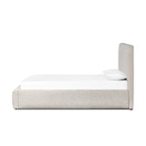 Featuring Quincy Plushtone Linen Bed by Four Hands at Amethyst Home. Modern, clean shaping meets inflated comfort with this padded, upholstered bed frame in a textural boucle-like pattern.KingOverall Dimensions: 89.25"w x 92.25"d x 48.00"hWeight: 234.79 lbsQueenOverall Dimensions: 73.00"w x 92.25"d x 48.00"hWeight: 188.38 lbsMaterials : 100% Polyester, Solid Parawood. Amethyst Home provides interior design, new construction, custom furniture, and area rugs in the Newport Beach metro area