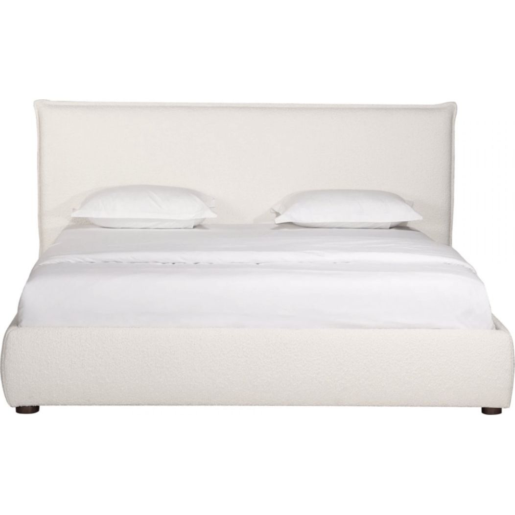 The Recharge King Bed is made of creamy boucle, giving us all the textured feels. The padded sides and headboard bring a sense of calm and comfort to any bedroom Size: 35"w x 20"d x 16"h Materials: Iron