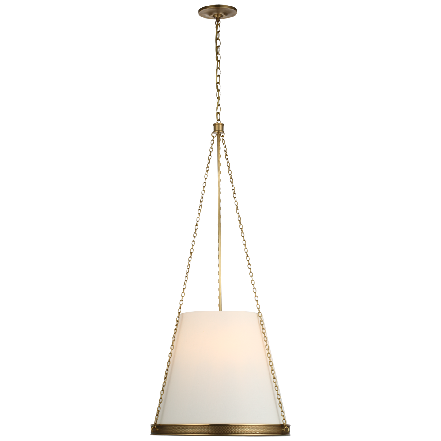 Featuring Reese 18" Pendant Soft Brass by Visual Comfort at Amethyst Home. The Reese by Marie Flanigan strikes an impressive silhouette with clean lines and vintage sophistication. Available as a globe pendant in restoration glass or a conical pendant in glass or linen, the design is supported by elegant metalwork in a variety of finishes. Singular or multiple pendants will cast warm . Amethyst Home provides interior design, new construction, custom furniture, and area rugs in the Omaha metro area
