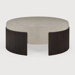 Featuring Roller Mahogany Dark Brown Max Pouf by Ethnicraft at Amethyst Home. The Roller Max collection is remarkable in its design, distinguished with its stacked wood-stick effect. The pouf is a multifunctional item which encapsulates the comfortable upholstery cushion within the dark brown-varnished mahogany.Weight : 37 lbs Dimensions: 33.5" W x 33.5" L x 14" H. Amethyst Home provides interior design, new construction, custom furniture, and area rugs in the Seattle metro area