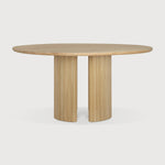 Featuring Roller Oak Round Max Dining Table by Ethnicraft at Amethyst Home. The Roller Max collection is remarkable in its design, distinguished with its stacked wood-stick effect. The dining table perfectly melds form with function. Featuring the option of reversable legs that can change the aesthetic to reflect personal style.Weight : 163 lbs Dimensions: 59.5" W x 59.5" L x 3. Amethyst Home provides interior design, new construction, custom furniture, and area rugs in the Laguna Beach metro area