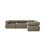Featuring Roma Alessi Fawn Outdoor 5-Piece Sectional by Four Hands at Amethyst Home. A modern take on mid-century Italian design, soft volume and exaggerated proportions fuse for a sculpted look and playful feel. Atop a plinth-style teak base, outdoor-friendly five-piece sectional features dramatic tufting for a padded sit, indoors and out. Sustainably made with zero waste, luxur. Amethyst Home provides interior design, new construction, custom furniture, and area rugs in the Scottsdale metro area