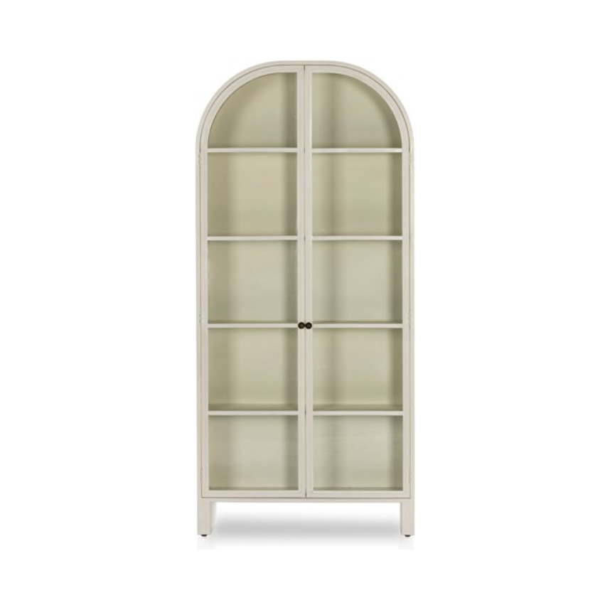 Add a touch of rustic charm to your home with our Breya Cream Powder Coat Cabinet. Its modern design offers ample storage and an elegant look. The powder coat finish ensures durability and a timeless aesthetic. Perfect for any room in your home. Amethyst Home provides interior design, new home construction design consulting, vintage area rugs, and lighting in the Monterey metro area.