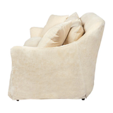 Featuring Hazel Crushed Cotton Velvet Slipcovered Sofa by Cisco Brothers at Amethyst Home. The Hazel Sofa effortlessly combines style and serenity in this unusual distressed, ivory velvet slipcover. This sofa is guaranteed to make your living room look comfortable and cozy. Ideal spot to catch a breath during your weekday rush, or to enjoy a movie marathon. Amethyst Home provides interior design, new home construction design consulting, vintage area rugs, and lighting in the Des Moines metro area.