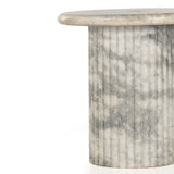 Oranda End Table - Polished White Marble - Polished White Marble w/ Sealant