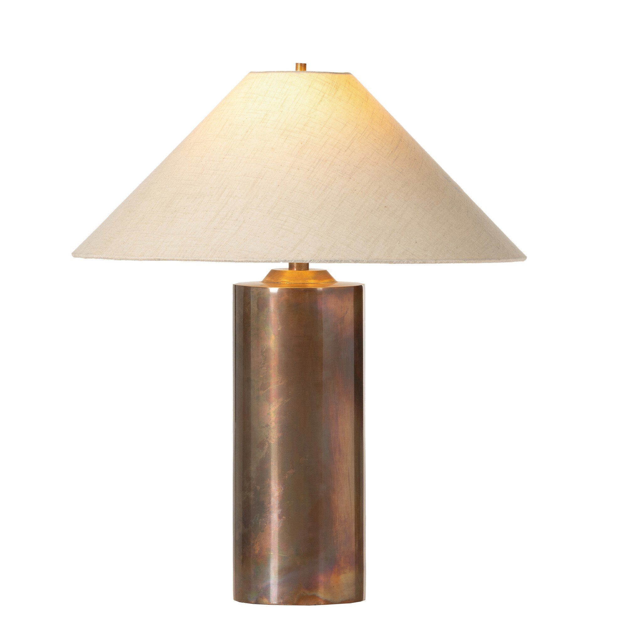 Featuring Seaton Iridescent Acid Wash Table Lamp by Four Hands at Amethyst Home. All-metal table lamp finished with a unique process to accomplish its iridescent acid wash look. The metal is first polished, then oxidized. It's finished with a heating process and lacquer seal for an antiqued look, complemented by a simple linen shade.Overall Dimensions: 20.00"w x 20.00"d x 24.00"hWeig. Amethyst Home provides interior design, new construction, custom furniture, and area rugs in the Dallas metro area