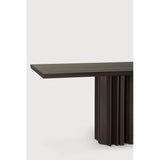Featuring Sequence Mahogany Dark Brown Dining Table by Ethnicraft at Amethyst Home. Inspired by the rhythmic flow of repetition and variation, the Sequence dining table brings a sense of movement to your space. Solid wooden elements form a sculptural base, where alternating shapes create a balanced interplay of presence and openness. A smooth tabletop provides a quiet contrast, grou. Amethyst Home provides interior design, new construction, custom furniture, and area rugs in the Houston metro area