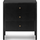 Featuring Soto Nightstand by Four Hands at Amethyst Home. Bring a clean, beautifully industrial look to the bedroom with a three-drawer dresser made from black-finished iron, featuring bronzed iron hardware.
Overall Dimensions: 24"W x 18"L x 27"HColors: Black, Weathered BronzeMaterials: IronWeight: 91.49 lb.  Amethyst Home provides interior design, new home construction design consulting, vintage area rugs, and lighting in the Portland metro area.