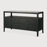 Featuring Spindle Oak Black Dresser by Ethnicraft at Amethyst Home. The Spindle collection found its inspiration in the traditional spinning wheel. Slightly tapered legs and rounded edges add a soft, sensual quality to this beautiful bedroom collection. This dresser is just as much at home in the bedroom as it is in commercial spaces as a stylish storage solution.Weight : 192 lbs Di. Amethyst Home provides interior design, new construction, custom furniture, and area rugs in the Houston metro area