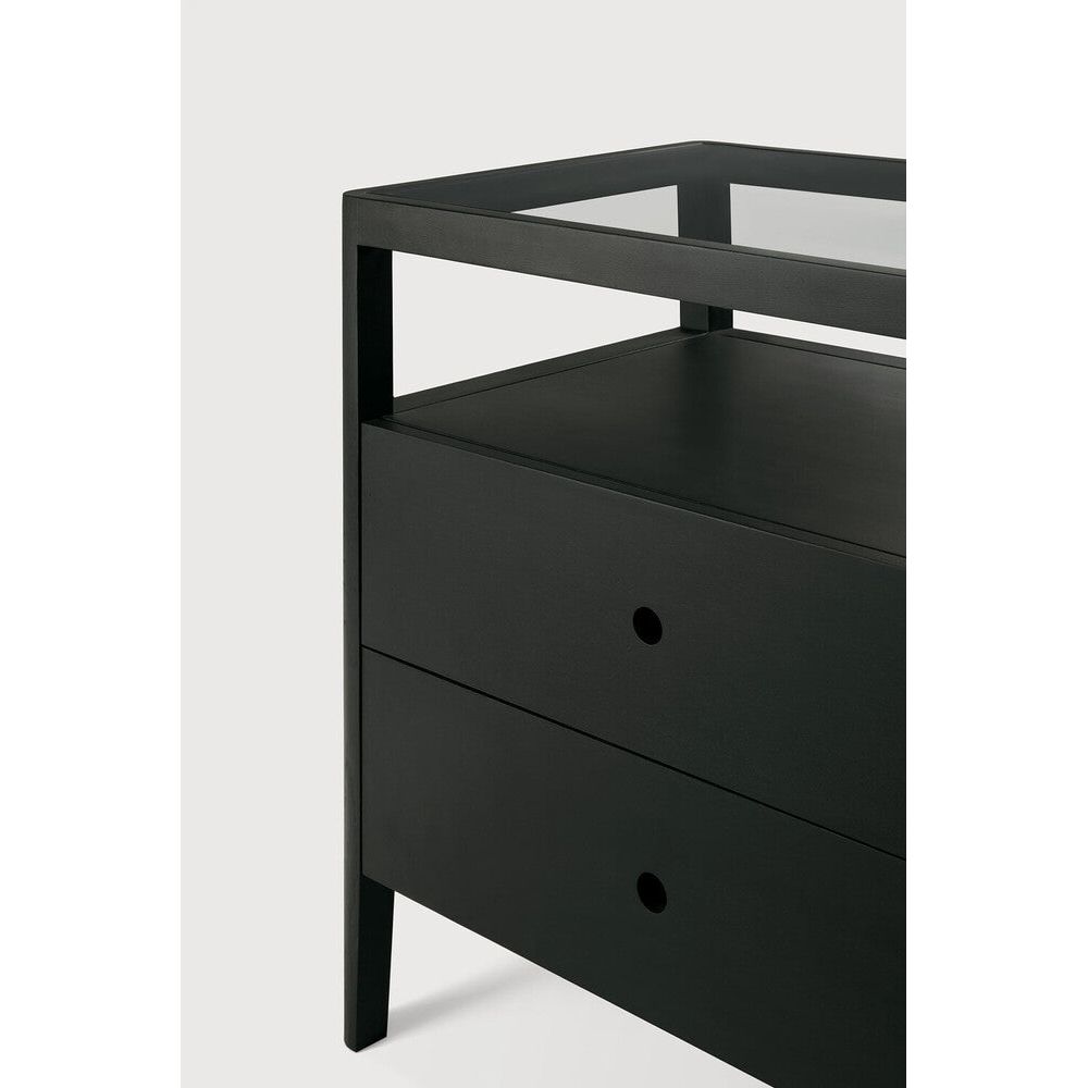 Featuring Spindle Oak Black Dresser by Ethnicraft at Amethyst Home. The Spindle collection found its inspiration in the traditional spinning wheel. Slightly tapered legs and rounded edges add a soft, sensual quality to this beautiful bedroom collection. This dresser is just as much at home in the bedroom as it is in commercial spaces as a stylish storage solution.Weight : 192 lbs . Amethyst Home provides interior design, new construction, custom furniture, and area rugs in the Park City metro area
