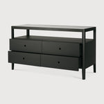 Featuring Spindle Oak Black Dresser by Ethnicraft at Amethyst Home. The Spindle collection found its inspiration in the traditional spinning wheel. Slightly tapered legs and rounded edges add a soft, sensual quality to this beautiful bedroom collection. This dresser is just as much at home in the bedroom as it is in commercial spaces as a stylish storage solution.Weight : 192 lbs Dime. Amethyst Home provides interior design, new construction, custom furniture, and area rugs in the Tampa metro area