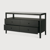 Featuring Spindle Oak Black Dresser by Ethnicraft at Amethyst Home. The Spindle collection found its inspiration in the traditional spinning wheel. Slightly tapered legs and rounded edges add a soft, sensual quality to this beautiful bedroom collection. This dresser is just as much at home in the bedroom as it is in commercial spaces as a stylish storage solution.Weight : 192 lbs Dime. Amethyst Home provides interior design, new construction, custom furniture, and area rugs in the Tampa metro area