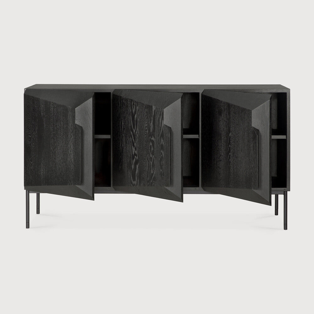 Featuring Stairs Sideboard Oak Black by Ethnicraft at Amethyst Home. An angular composition, designed by Alain van Havre, forms the heart of a design that aims to distance itself from traditional static and immobile surfaces. A unique sense of volume is created which alters your perception of the sideboard as you walk by.Adjustable Shelves : YesAnti-tipping mechanism : YesBrushed : T. Amethyst Home provides interior design, new construction, custom furniture, and area rugs in the Austin metro area