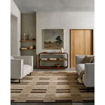 Elevate your living space with the Folklore handmade rug. Fashioned in an Art Deco Modern style, this Indian manufactured woolen wonder brings a unique flair to any room it graces. The hand-knotted construction promises high pile comfort underfoot, making every step a plush experience. Amethyst Home provides interior design, new home construction design consulting, vintage area rugs, and lighting in the Laguna Beach metro area.