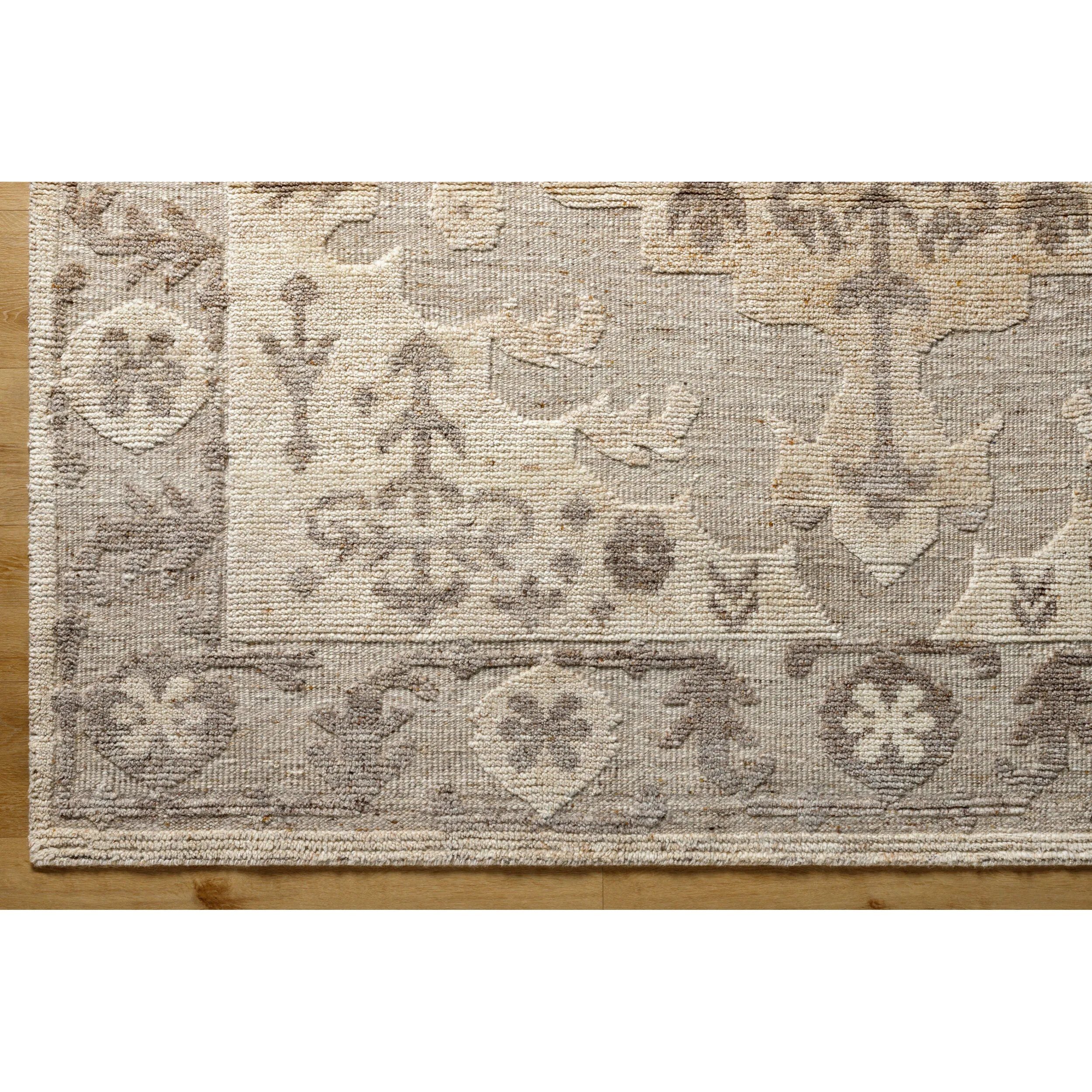 This beautiful Hadiya hand made wool rug is perfect for any room. The classic design and medium pile will make a timeless addition to your home. The hand-knotted construction ensures durability, while the wool fabric provides softness and warmth. This rug is made in India, so you can be sure of its superior craftsmanship. Amethyst Home provides interior design, new home construction design consulting, vintage area rugs, and lighting in the Winter Garden metro area.