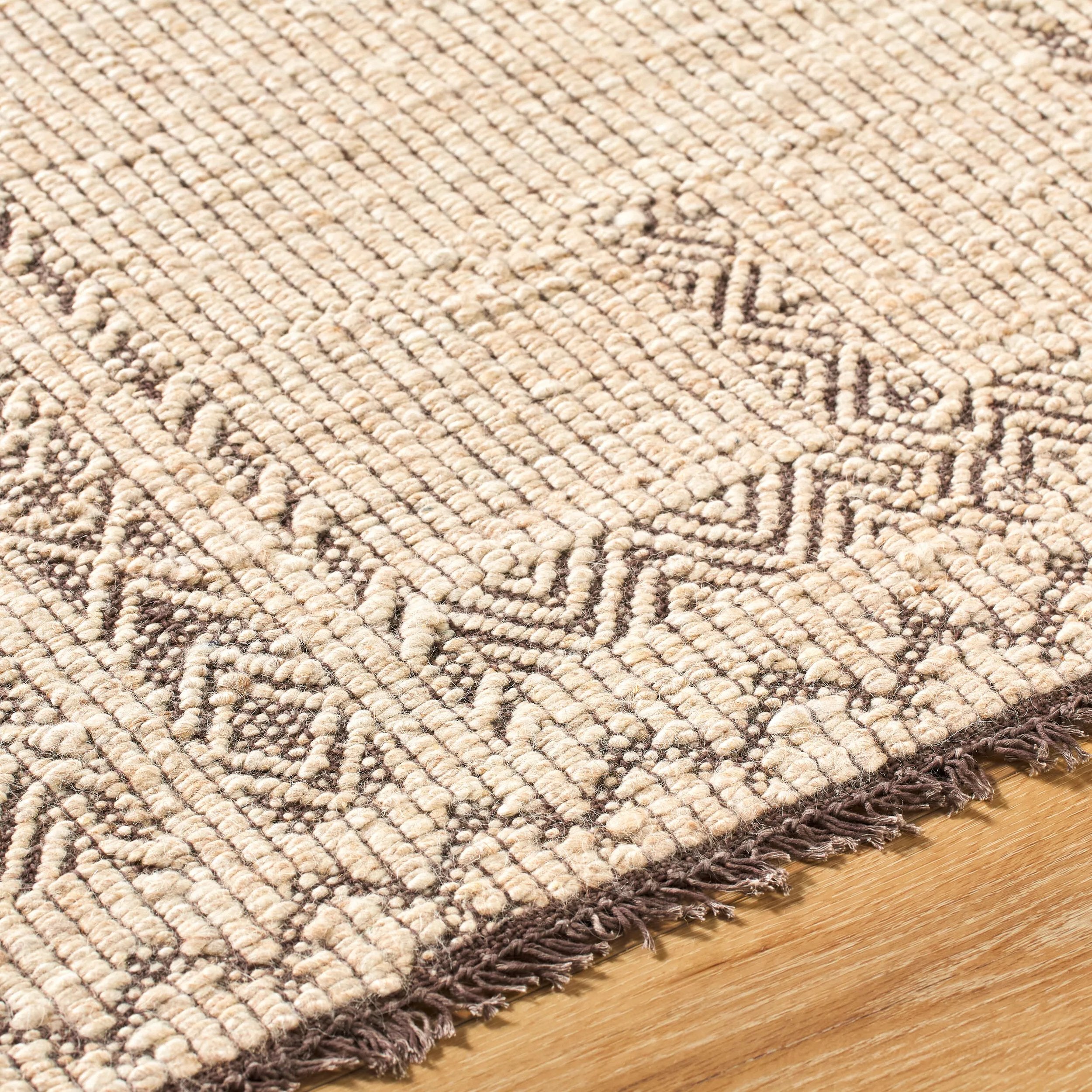 Step into a world of comfort and Bohemian charm with the Irfan handmade rug. Constructed in India, this handwoven rug is an exquisite blend of cotton and wool, offering exceptional durability along with a delightful underfoot feel. Its distinctive global style makes it a perfect centerpiece for any space that needs a dash of artistic flair. Amethyst Home provides interior design, new home construction design consulting, vintage area rugs, and lighting in the Alpharetta metro area.