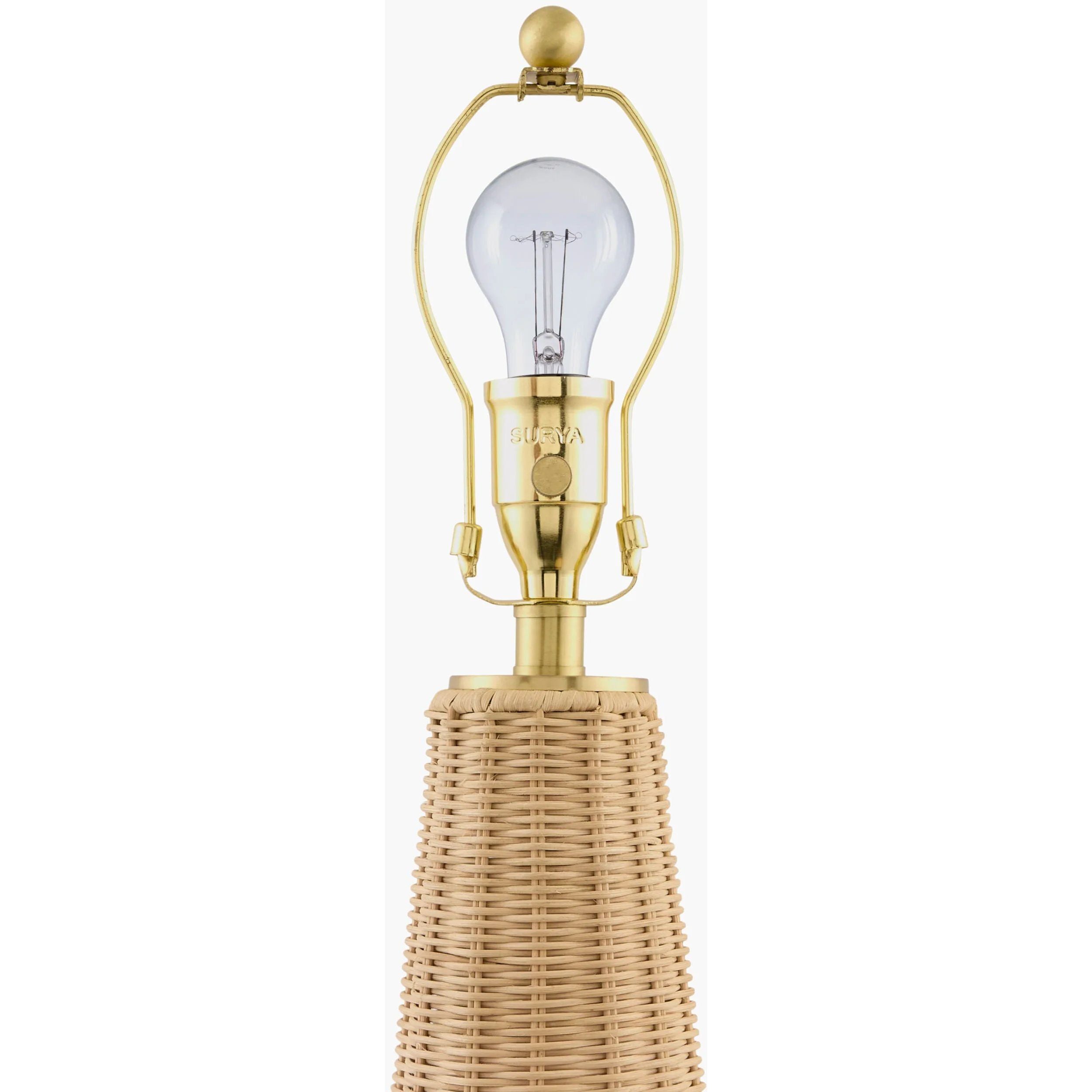 Featuring Naves Accent Table Lamp by Surya at Amethyst Home. Illuminate your space with a touch of timeless elegance with the Naves accent table lamp. Standing 23 inches tall, this traditional-style lamp boasts a beautifully crafted rattan body and shade, seamlessly complemented by an iron finial for that perfect blend of classic charm and sturdy design. It\u0. Amethyst Home provides interior design, new home construction design consulting, vintage area rugs, and lighting in the Boston metro area.