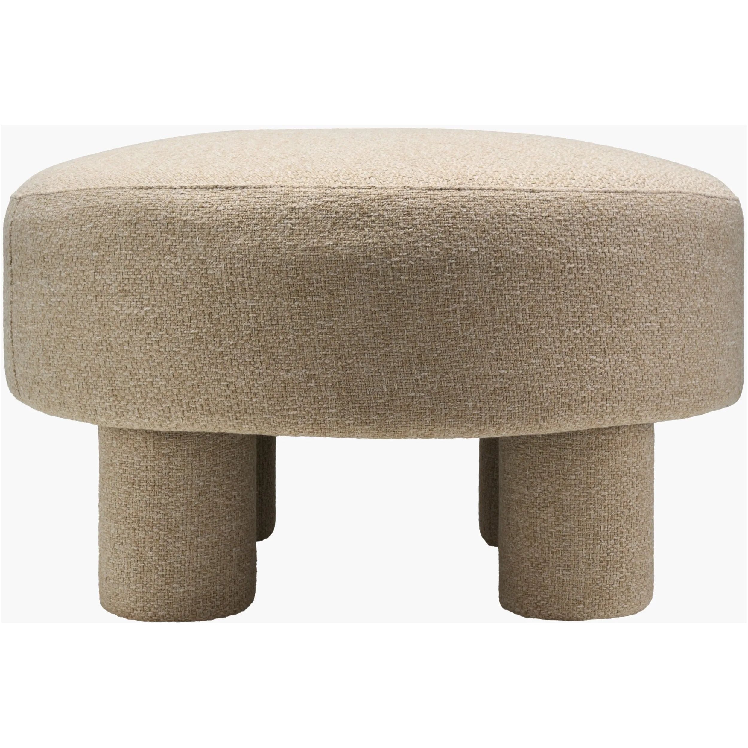 Featuring Welly Ottoman by Surya at Amethyst Home. Introducing the Welly Ottoman, a stunning addition to any living space. This piece is not only stylish but also sustainable, featuring upholstery made from recycled fabric and polyester. The sturdy plywood base ensures durability while the fill, a blend of 90% polyurethane foam and 10% Dacron, offers plush. Amethyst Home provides interior design, new home construction design consulting, vintage area rugs, and lighting in the Scottsdale metro area.