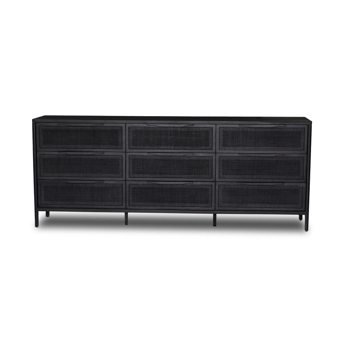 Sydney Black Cane 9 Drawer Dresser | ready to ship!