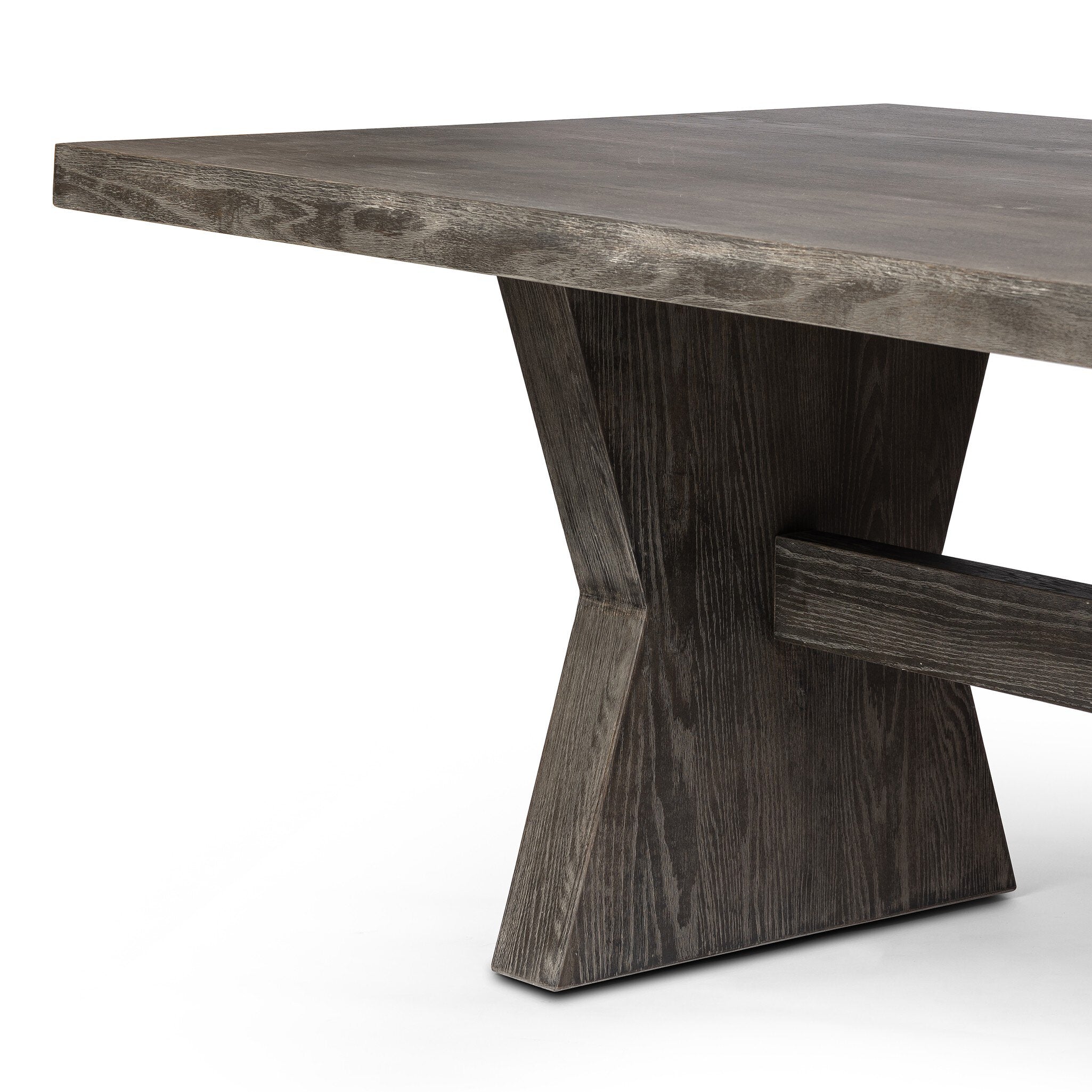Featuring Tia Black Burnt Oak Dining Table by Four Hands at Amethyst Home. Inspired by European antiques, grand scaling and bowtie-shaped legs serve plenty of presence. A single stretcher adds a traditional feel to this refreshed altar table in a black burnt oak. Seats 10 comfortably.Overall Dimensions: 108.00"w x 42.00"d x 30.00"hWeight : 170.53 lbsMaterials : Solid Oak. Amethyst Home provides interior design, new construction, custom furniture, and area rugs in the Los Angeles metro area
