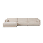Featuring Toland Palma Cream 3-Piece Sectional by Four Hands at Amethyst Home. An elevated take on the modular sectional. This new collection features clean lines with loose back and arm cushions. A smooth linear base is fully upholstered and wraps up the arms for a shelter effect. Covered in a new basketweave cream fabric that brings both texture and comfort to the entire piece.3. Amethyst Home provides interior design, new construction, custom furniture, and area rugs in the San Diego metro area