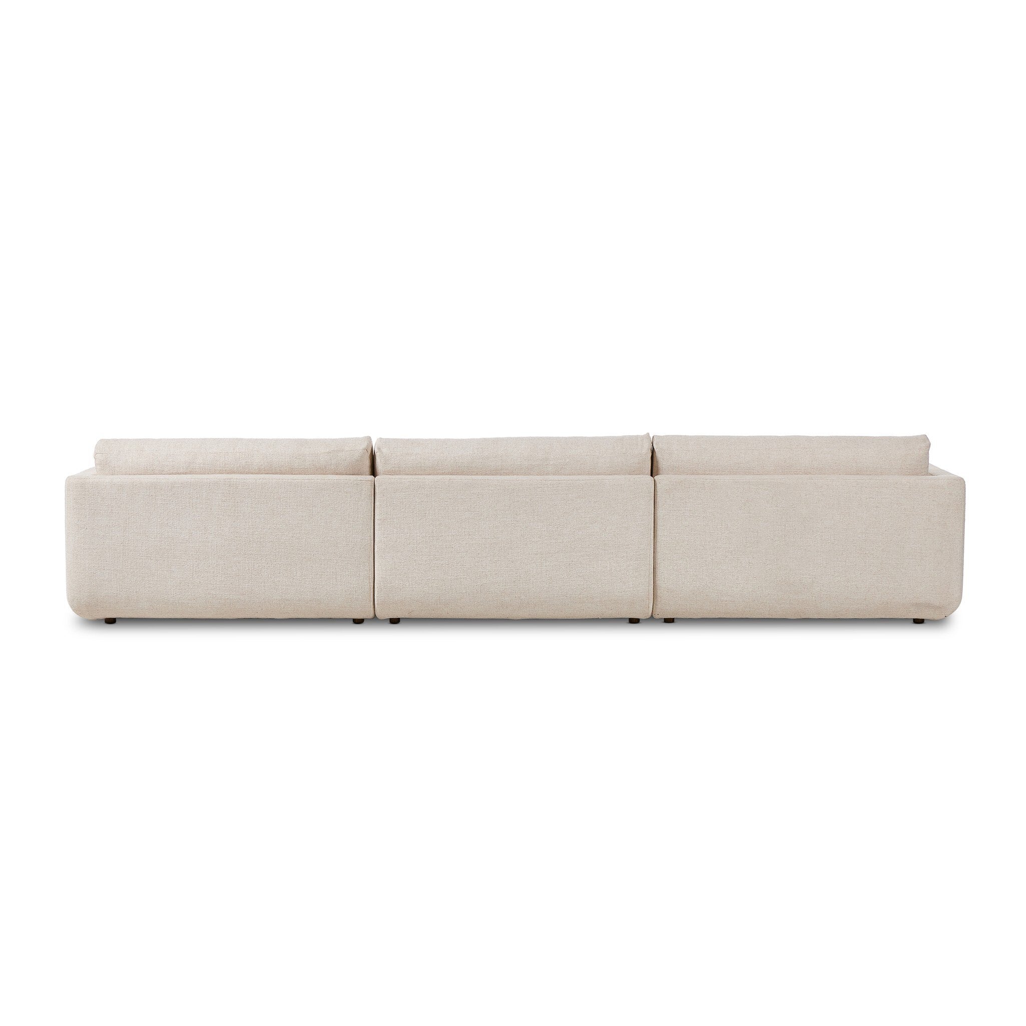 Featuring Toland Palma Cream 3-Piece Sectional by Four Hands at Amethyst Home. An elevated take on the modular sectional. This new collection features clean lines with loose back and arm cushions. A smooth linear base is fully upholstered and wraps up the arms for a shelter effect. Covered in a new basketweave cream fabric that brings both texture and comfort to the entire piece.3. Amethyst Home provides interior design, new construction, custom furniture, and area rugs in the San Diego metro area