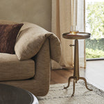 Featuring Umi Dark Matte Brass End Table by Four Hands at Amethyst Home. Made from solid brass with a dark matte finish, a slim, versatile end table features a telescope post for height adjustability, plus a tray-style top, perfectly sized to keep your favorite book or drink within reach.Overall Dimensions: 12.25"w x 12.25"d x 25.00"hWeight : 12.39 lbsMaterials : Brass. Amethyst Home provides interior design, new construction, custom furniture, and area rugs in the Boston metro area