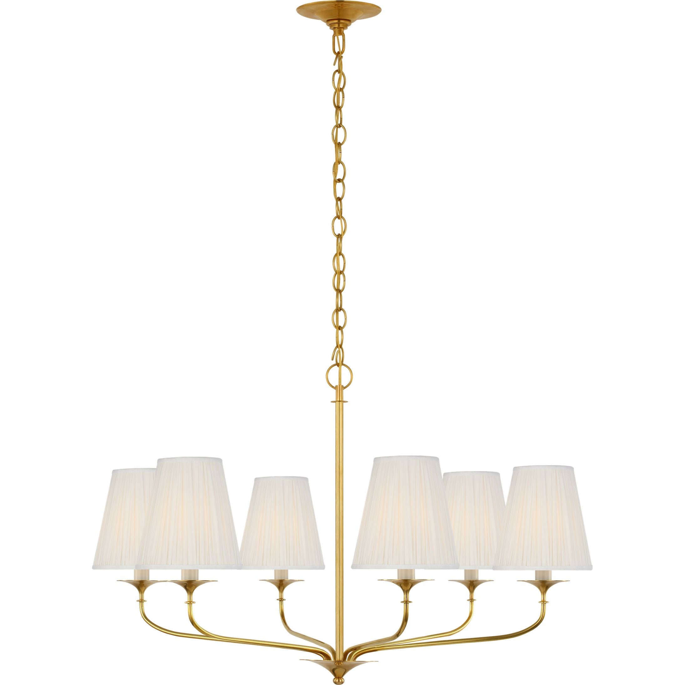 Hand-Rubbed Antique Brass with Silk Pleated Shades | shipping 12/10/2026