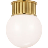 Antique-Burnished Brass with White Glass Globe