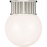 Polished Nickel with White Glass Globe