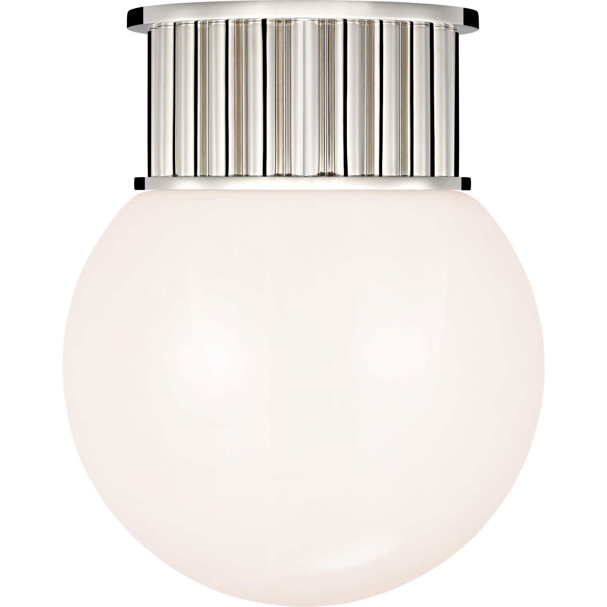 Polished Nickel with White Glass Globe