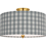 Hand-Rubbed Antique Brass with Schumacher Sky Elton Check Shade | shipping 10/17/2026
