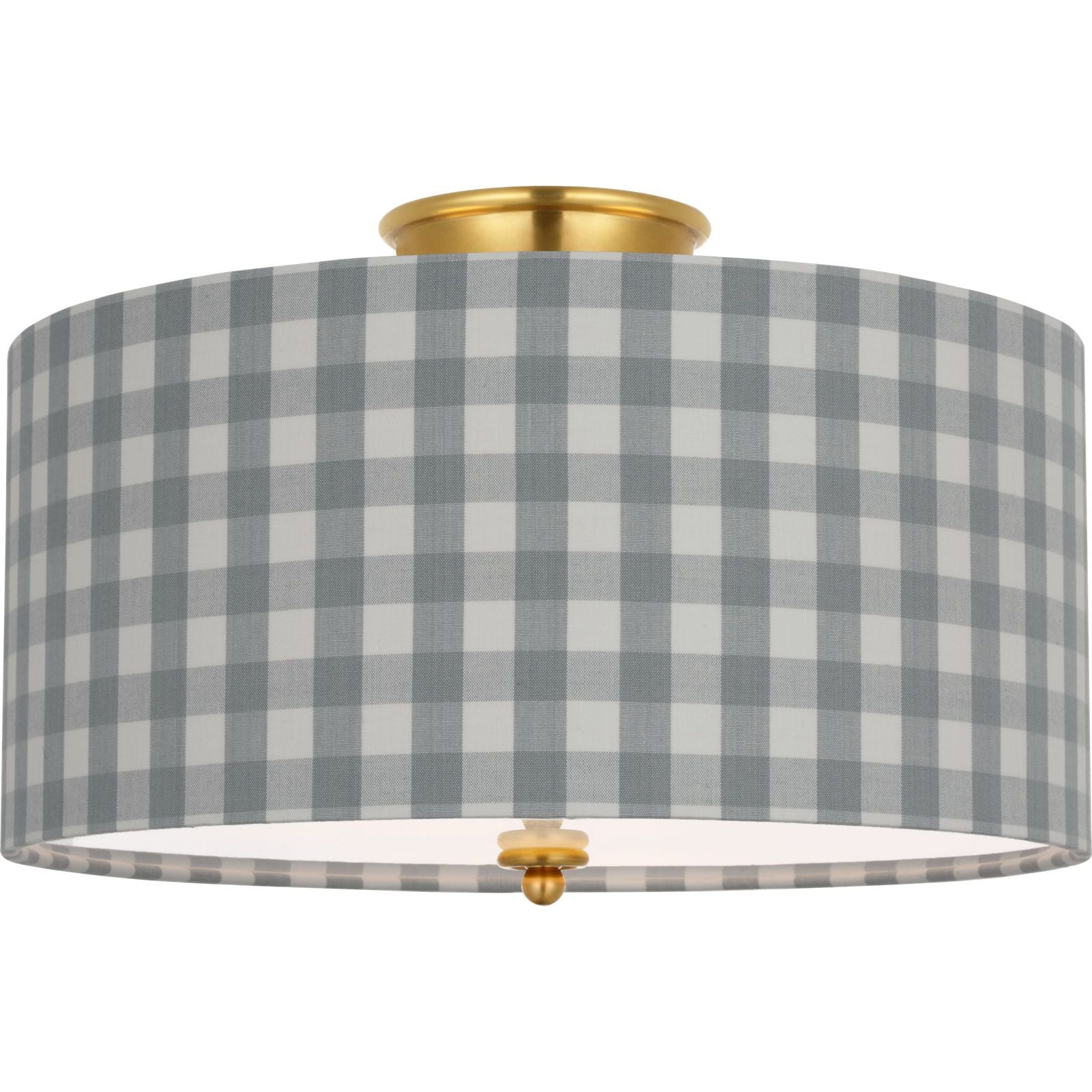 Hand-Rubbed Antique Brass with Schumacher Sky Elton Check Shade | shipping 10/17/2026