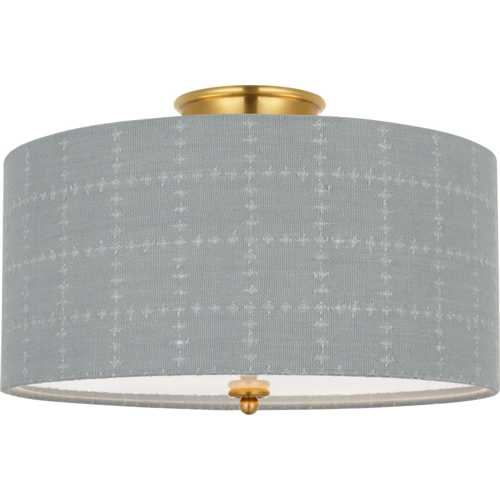 Hand-Rubbed Antique Brass with Schumacher Sky Elin Check Shade | shipping 12/10/2026