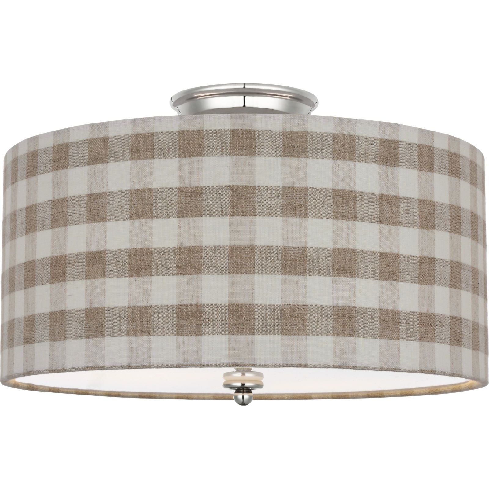 Polished Nickel with Schumacher Natural Sidney Check Shade | shipping 02/07/2027