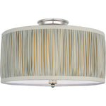 Polished Nickel with Schumacher Blue Charee Stripe Pleated Shade | shipping 01/09/2027