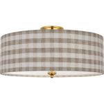 Hand-Rubbed Antique Brass with Schumacher Natural Sidney Check Shade | shipping 01/09/2027