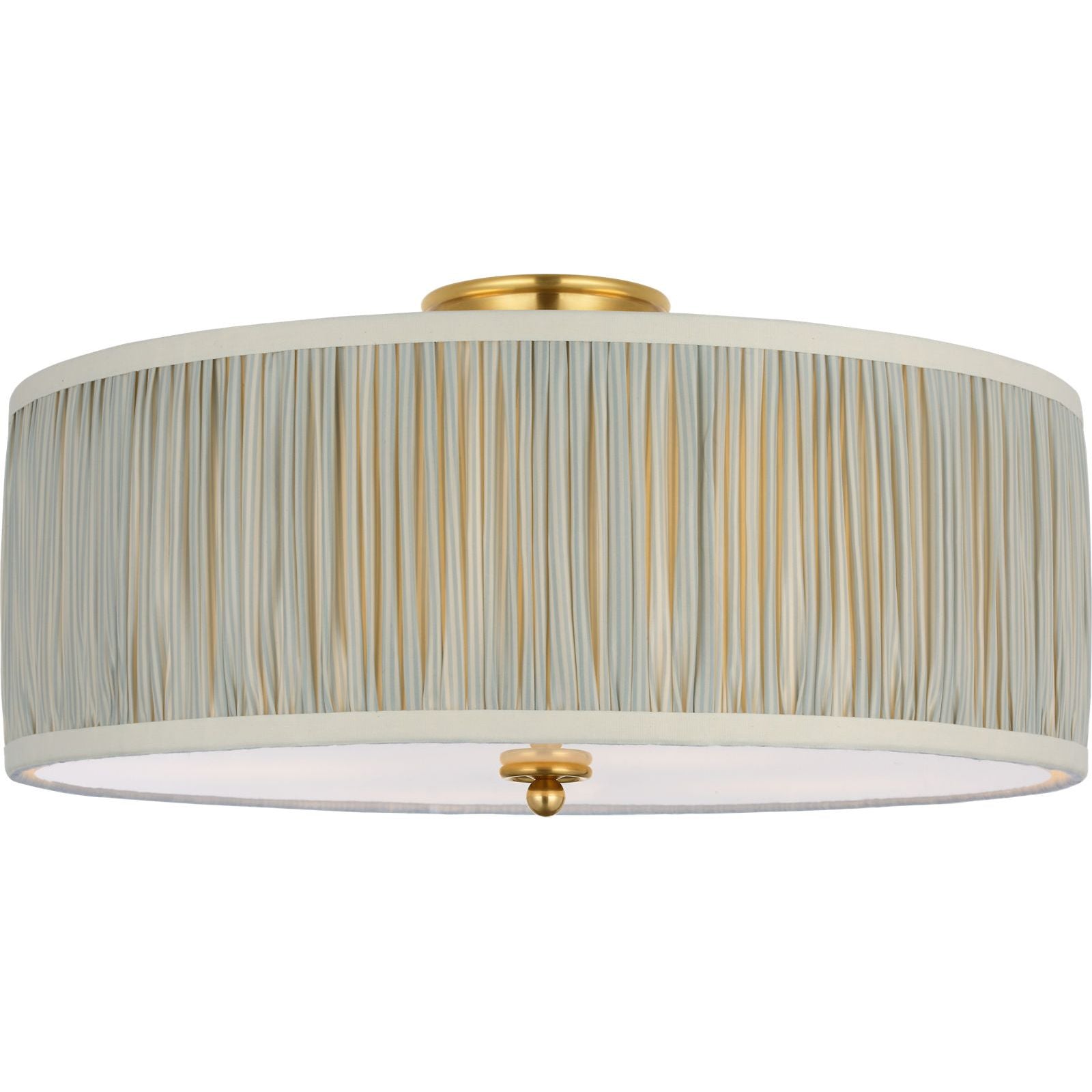 Hand-Rubbed Antique Brass with Schumacher Blue Charee Stripe Pleated Shade | shipping 12/10/2026