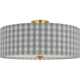 Hand-Rubbed Antique Brass with Schumacher Sky Elton Check Shade | shipping 12/10/2026