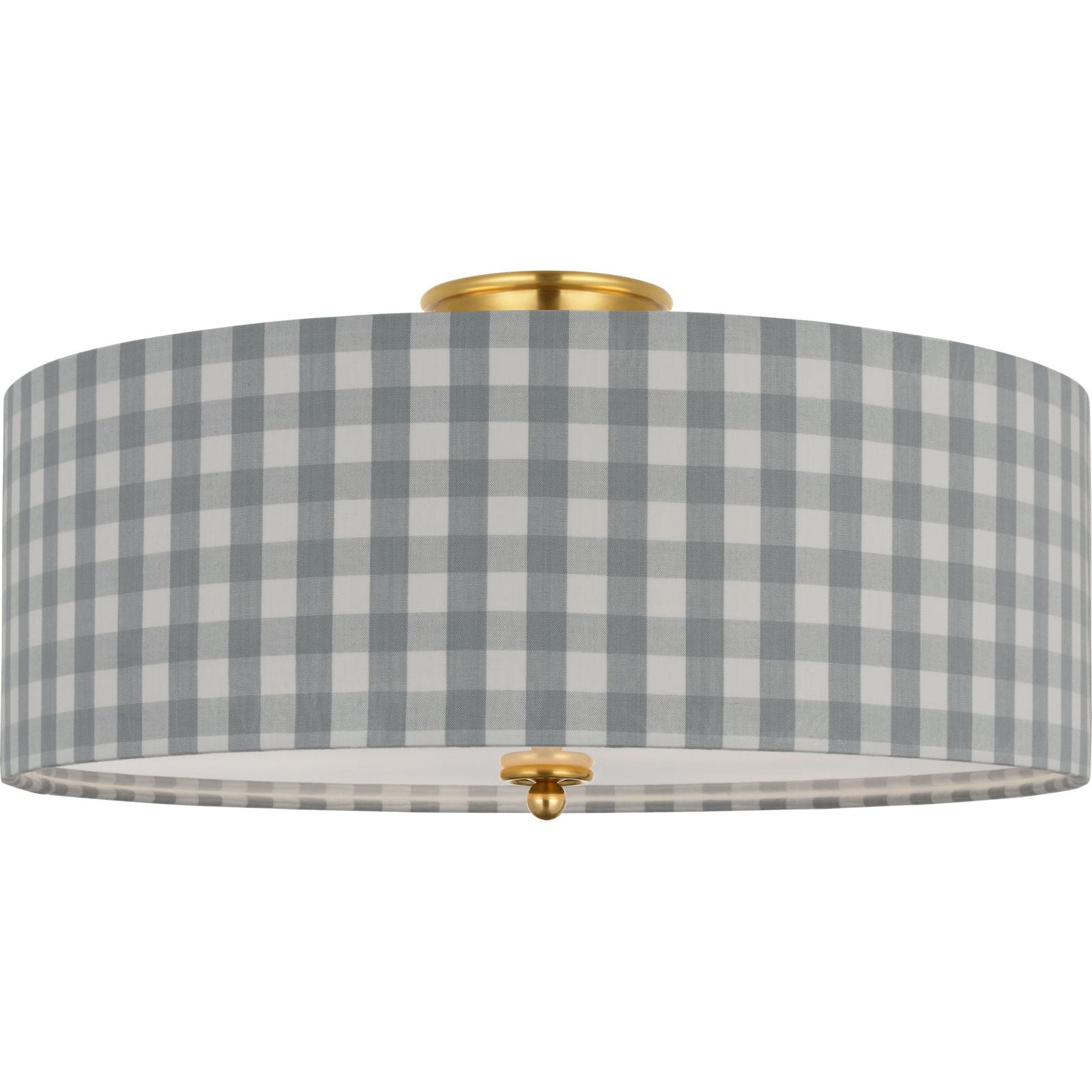 Hand-Rubbed Antique Brass with Schumacher Sky Elton Check Shade | shipping 12/10/2026