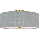 Hand-Rubbed Antique Brass with Schumacher Sky Elin Check Shade | shipping 12/10/2026