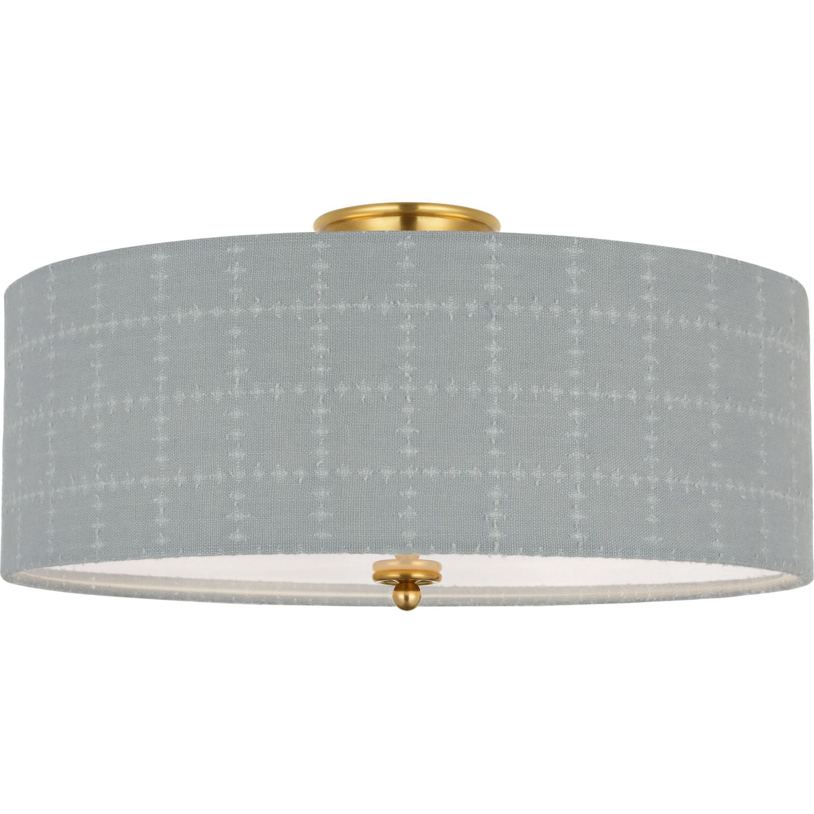 Hand-Rubbed Antique Brass with Schumacher Sky Elin Check Shade | shipping 12/10/2026