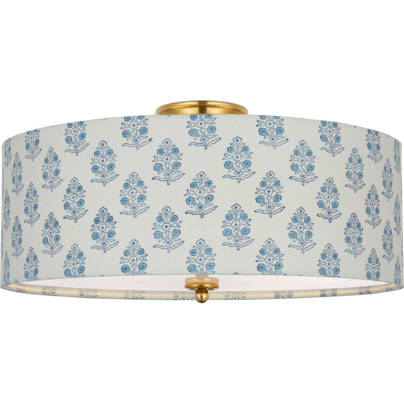 Hand-Rubbed Antique Brass with Schumacher Blue Aditi Shade | shipping 12/10/2026