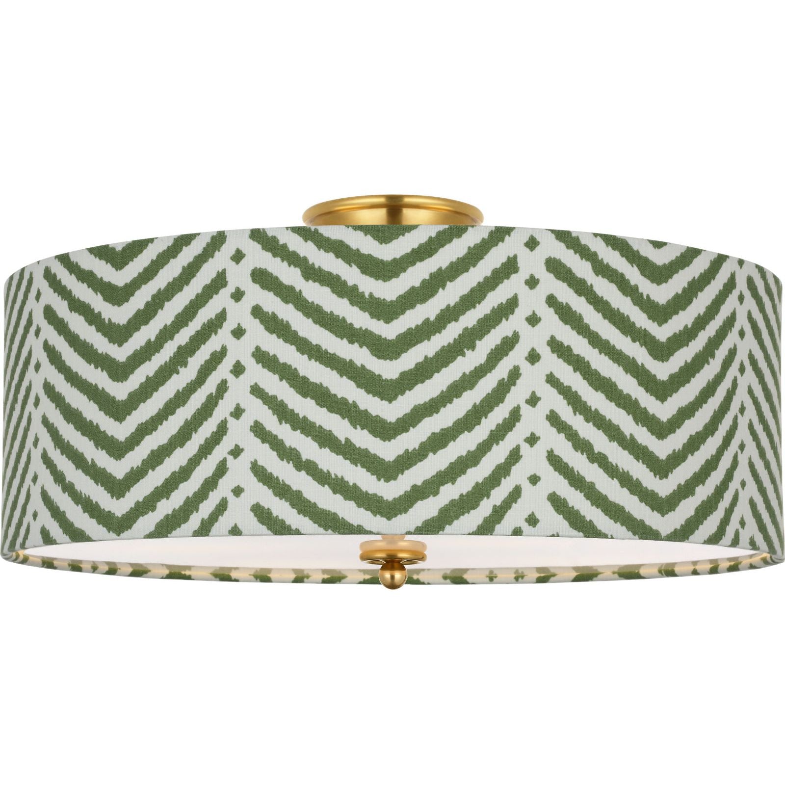 Hand-Rubbed Antique Brass with Schumacher Verde La Jolla Shade | shipping 12/10/2026