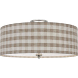 Polished Nickel with Schumacher Natural Sidney Check Shade | shipping 01/09/2027