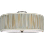 Polished Nickel with Schumacher Blue Charee Stripe Pleated Shade | shipping 12/10/2026