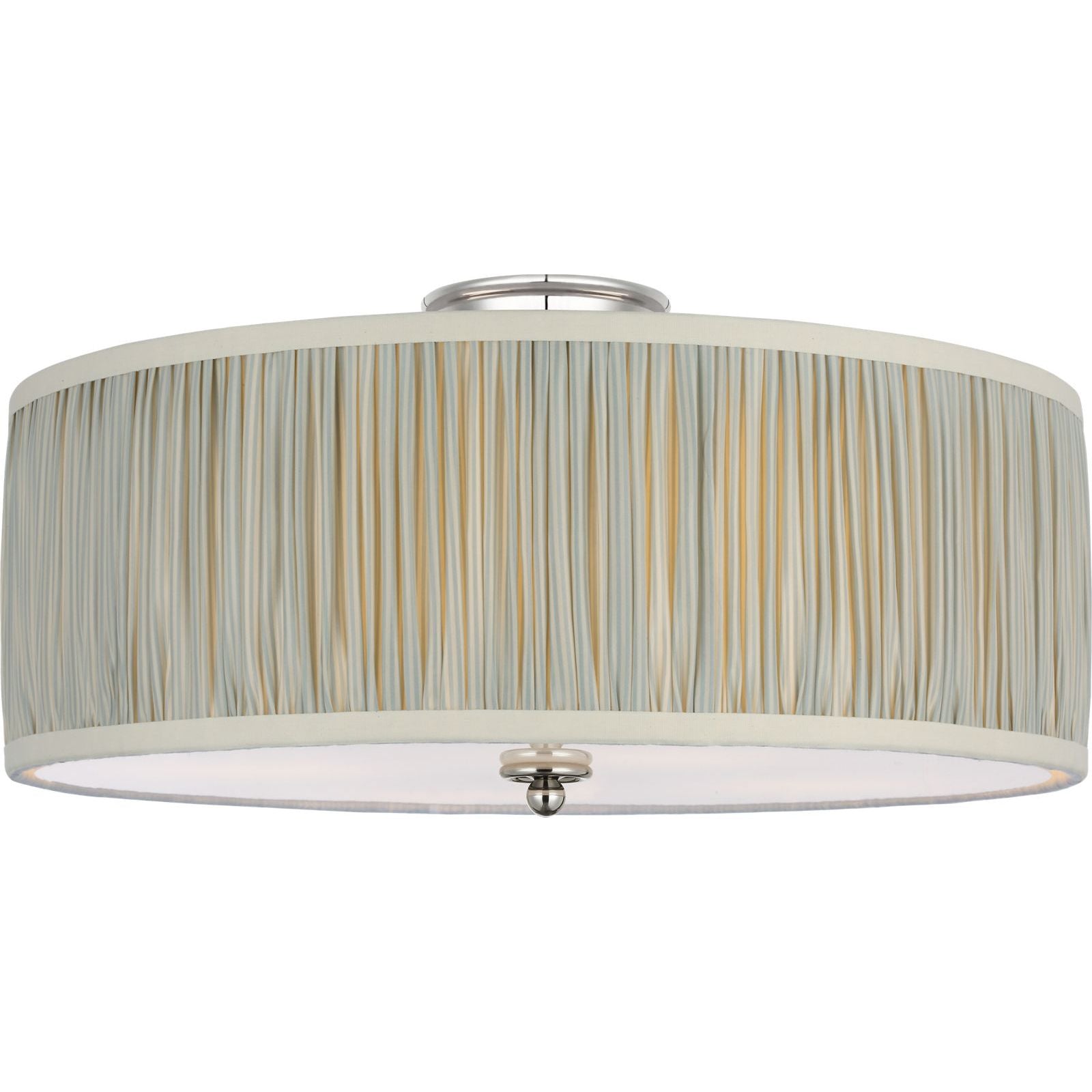 Polished Nickel with Schumacher Blue Charee Stripe Pleated Shade | shipping 12/10/2026