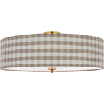 Hand-Rubbed Antique Brass with Schumacher Natural Sidney Check Shade | shipping 12/10/2026